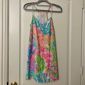 Lilly Pulitzer Dusk Silk Dress, Seaspray Lovers Coral
